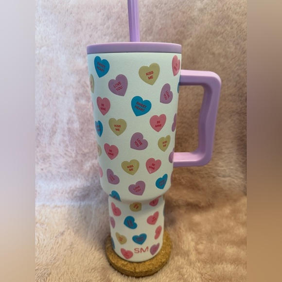 Simple Modern Limited Valentines Day White With Conversation Hearts 40oz Tumbler - Picture 2 of 9